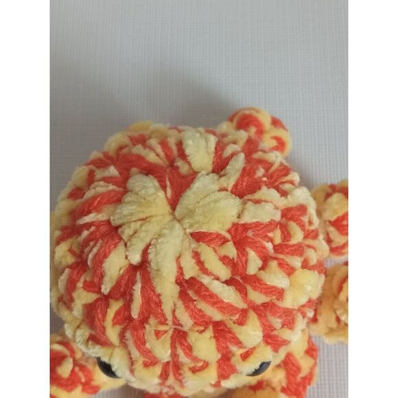 Handmade Small Yellow & Orange Soft Plush Mini Amigurumi Stuffed Crochet Octopus - Picture 4 of 8